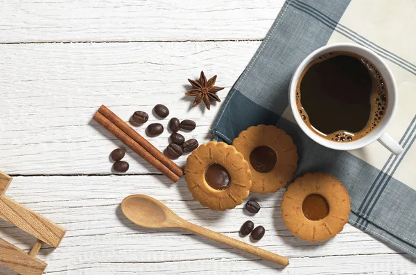 Φλιτζάνι καφέ με μπισκότο — Φωτογραφία Αρχείου