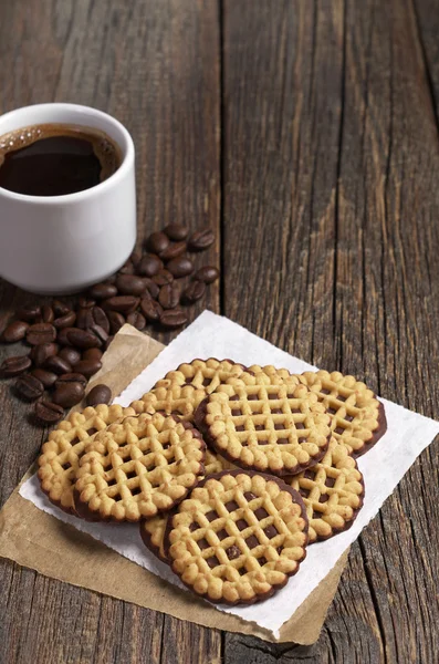 Šálek kávy a sušenek — Stock fotografie