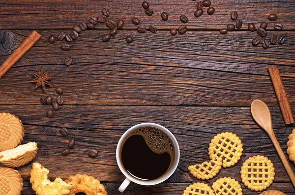 Coffee and different cookies — Stock Photo, Image