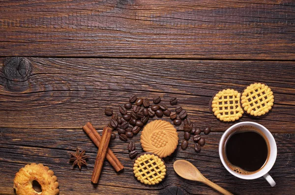 Café y varias galletas — Foto de Stock
