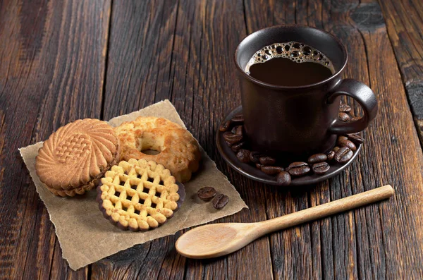 Coffee and different cookies — Stock Photo, Image