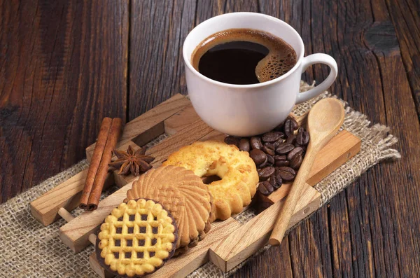 Café y galletas diferentes — Foto de Stock