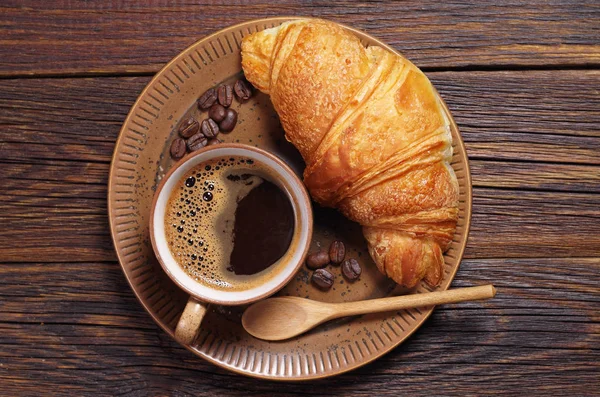 Café avec croissant — Photo