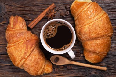 Kahve ve kruvasan.