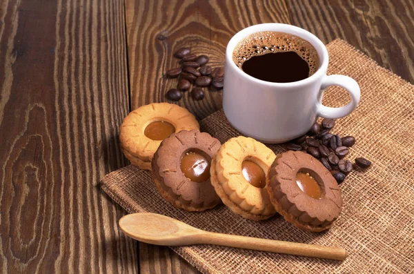 Café avec biscuits — Photo