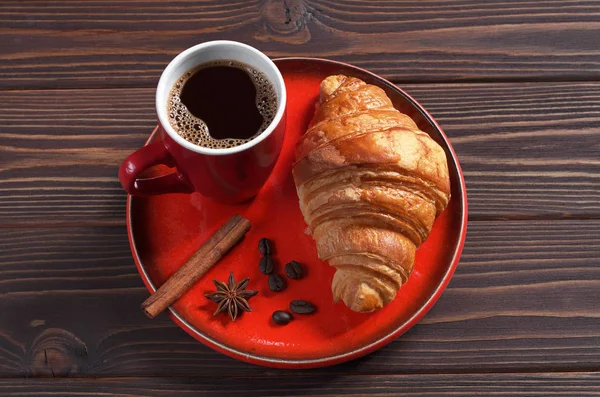 Café e croissant — Fotografia de Stock