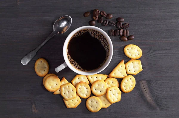 Koffie en crackers — Stockfoto