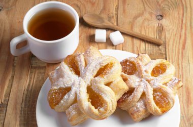 Reçel ve çay ile buns
