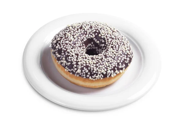 Donut con chocolate en el plato —  Fotos de Stock