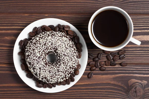 Káva a čokoláda kobliha — Stock fotografie