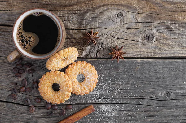 Caffè con biscotti frolla — Foto Stock