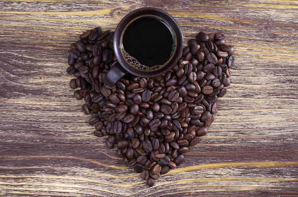 Tazza di caffè e fagioli — Foto Stock