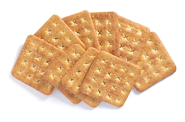 Square crackers on white — Stock Photo, Image