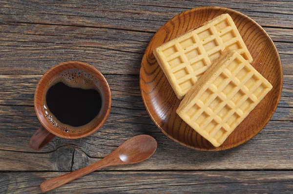 Söta våfflor och kaffe — Stockfoto