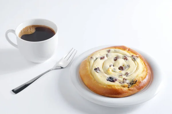 Cheesecake with cottage cheese and coffee — Stock Photo, Image