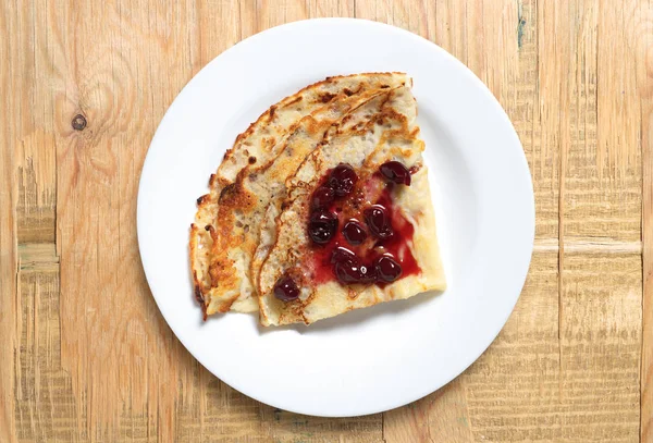 Fried pancake with jam — 스톡 사진
