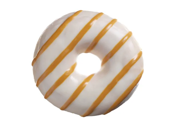 Donut Vitrificado Isolado Fundo Branco Vista Superior — Fotografia de Stock