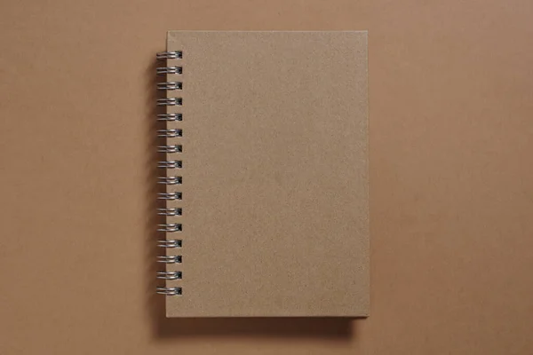 Notebook Marrom Com Espiral Close Vista Superior — Fotografia de Stock