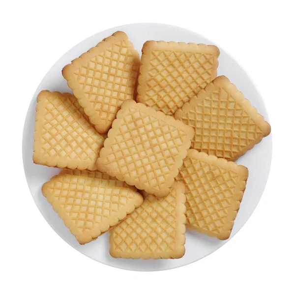 Directly View Plate Square Cookies Isolated White Background — Stock Photo, Image