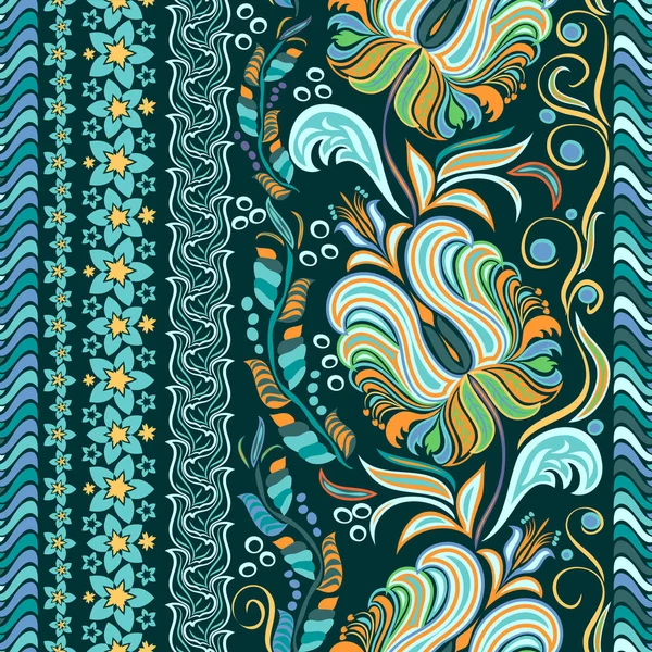 Paisley vintage motivo floral étnico sin costuras fondo . — Archivo Imágenes Vectoriales