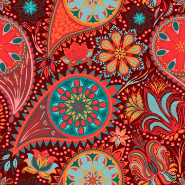 Paisley vintage çiçek motifi etnik sorunsuz arka plan.