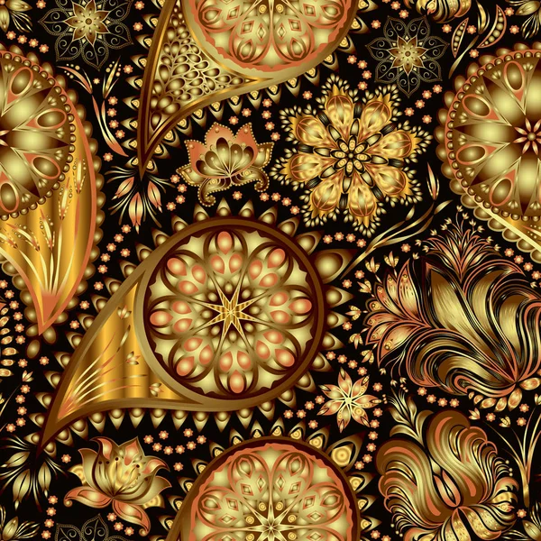 Пейсли винтажный цветочный мотив этнический бесшовный фон . — стоковый вектор