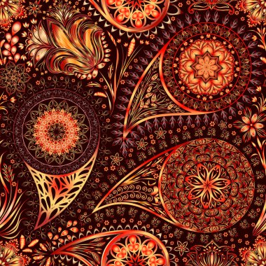 Paisley vintage çiçek motifi etnik sorunsuz arka plan.