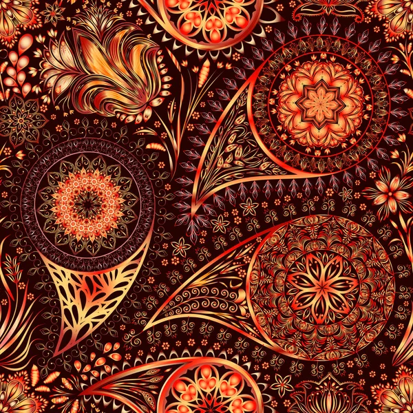 Paisley vintage floral motif ethnic seamless background. — Stock Vector