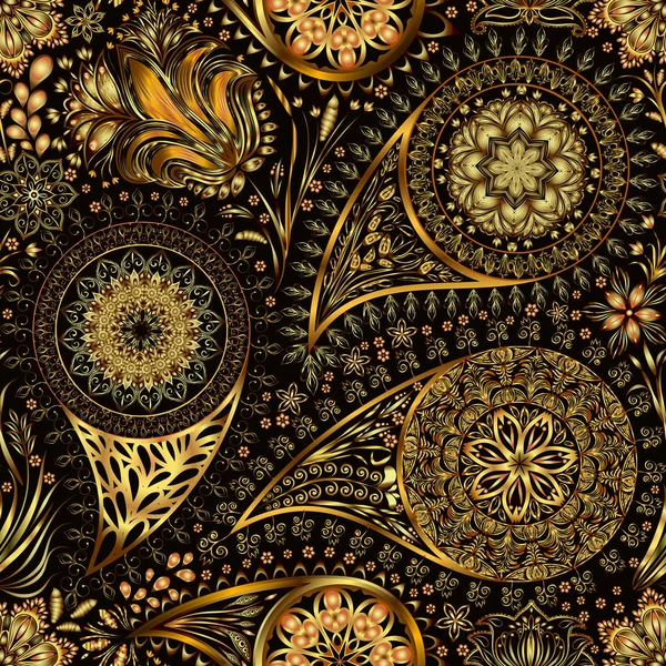 Paisley vintage floral motivo étnico sem costura fundo . Ilustrações De Stock Royalty-Free