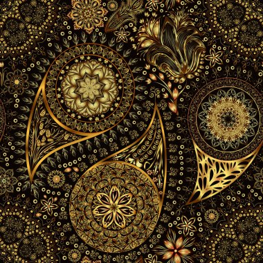 Paisley vintage çiçek motifi etnik sorunsuz arka plan.