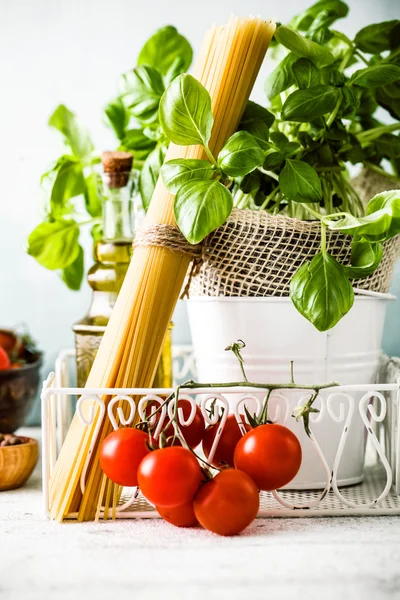 Pasta with ingredients — Stock Photo, Image