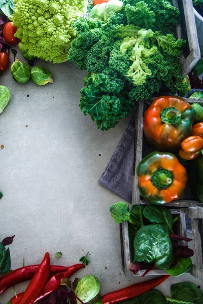 Färska grönsaker flatlay — Stockfoto