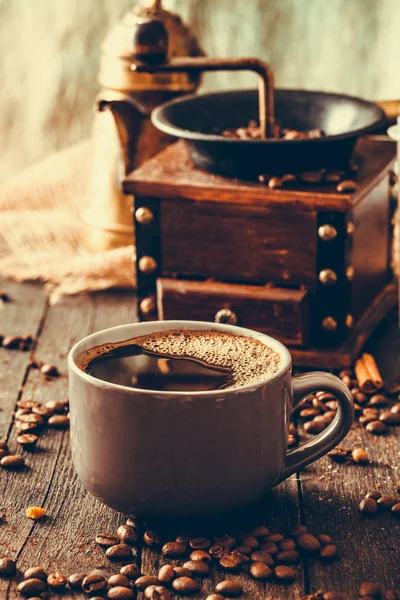 Koffie op hout — Stockfoto