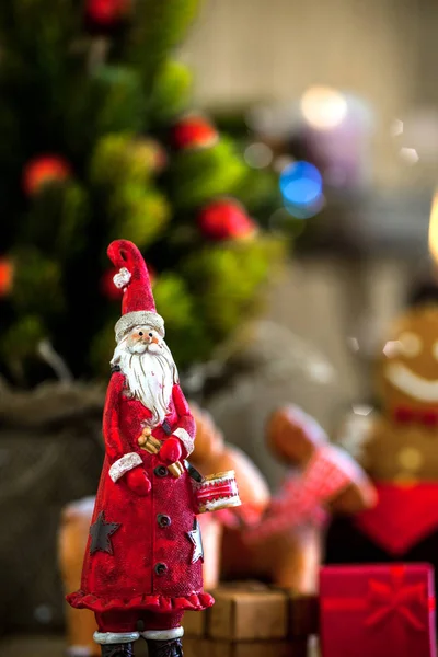 Santa op hout — Stockfoto