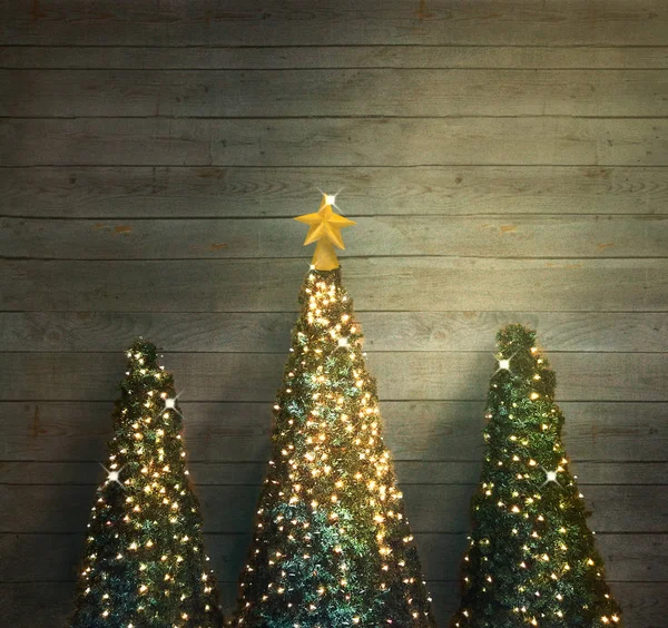Christmas trees on wood — Stock Photo, Image