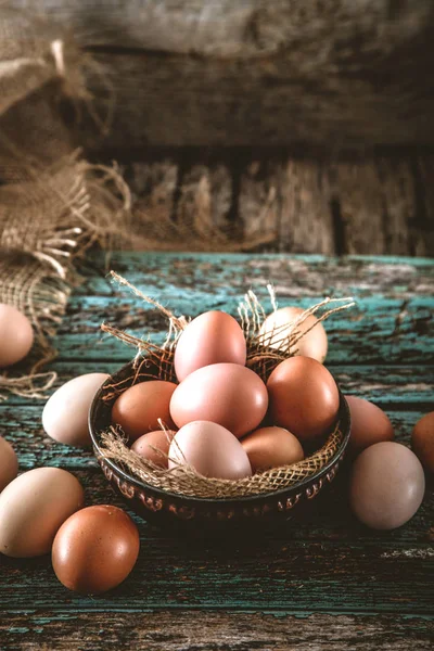 Ekologiska Ägg Trä Färska Ägg Hälsosam Mat — Stockfoto