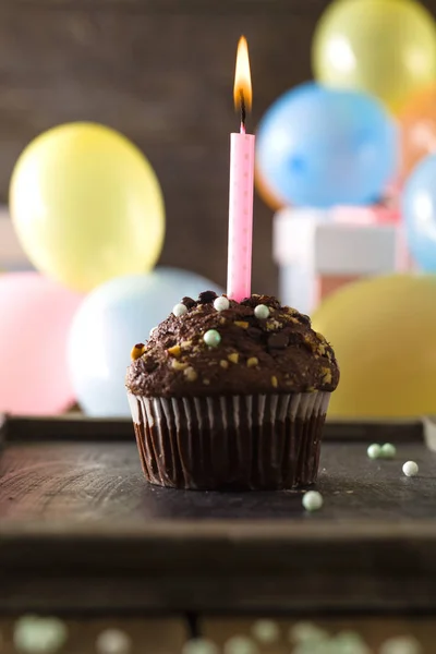 Birthday objects on wood — Stock Photo, Image