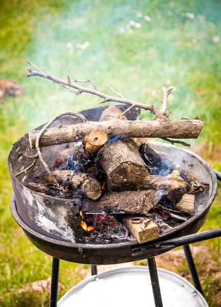 Barbecue in garden — Stock Photo, Image