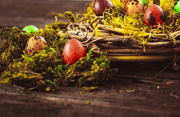 Easter eggs on wood — Stock Photo, Image