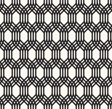 Paralel ve üst üste satır ile Seamless modeli. Altıgen soyut ve modern ağ arka plan, duvar kağıdı, astar veya döşeme için. Düzenlenebilir tek renkli desen.