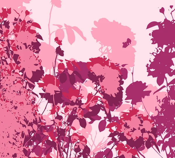 混合壊れた形の花の様式化されたベクトル図 ピンクと紫の装飾パターン — ストックベクタ