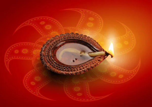 Индуистский фестиваль Diwali Clay Lamp Diya Vector Illustration — стоковый вектор