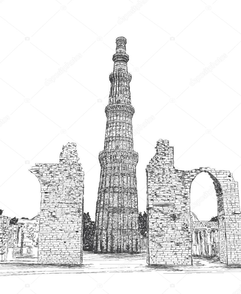 Buy Qutub Minar Sketch Online @ ₹2000 from ShopClues-saigonsouth.com.vn