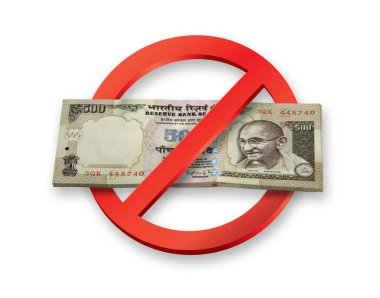 Demonetization - Indian Rupees 500 Currency Notes Abolished clipart