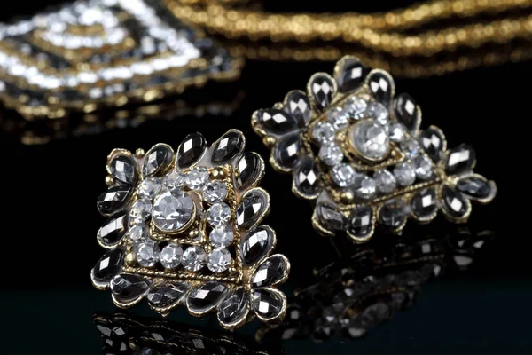 Pendientes Joyas Diamante Negro Par — Foto de Stock
