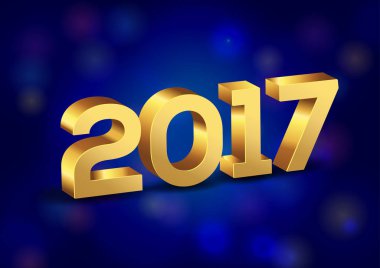 3D mutlu yeni yıl 2017 altın vektör numaraları
