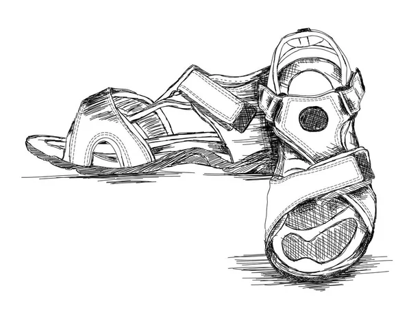 Sandalenschuhe für Männer handgemachte Vektorillustration — Stockvektor