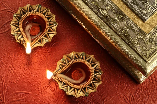 Diwali Diya Lamps - Indian Festival of Lights — Stock Photo, Image