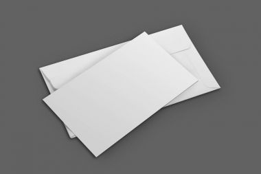 Boş beyaz zarf Mockup bir davetiye ile
