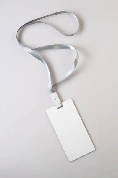 Makieta odznaka Tag pusty biały smycz — Zdjęcie stockowe